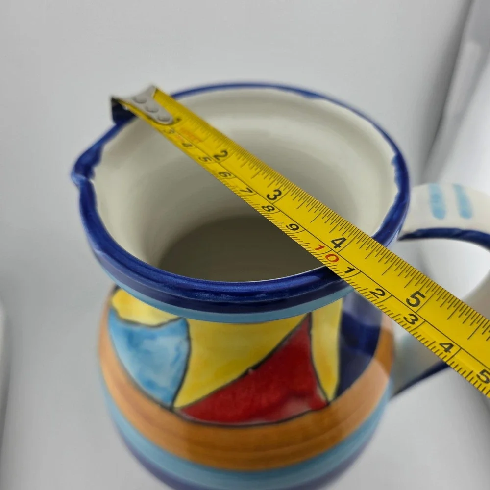 Pier 1 Imports Italian Hand Painted Ceramic Pitcher‎ Vase Made in Italy
